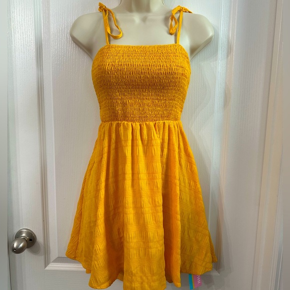 Smocked Yellow Tie  Back Sundress - Picture 1 of 4
